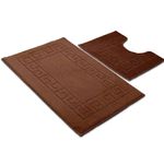 Paradise Products Bath Mat Set - New Greek Rug Style, 2-Piece Non-slip Bathroom Mats (Chocolate)