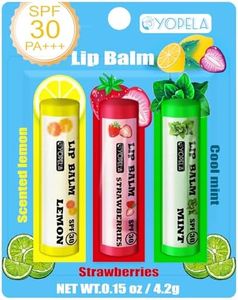 YOPELA 3 Pack SPF Lip Balm Bulk - SPF 30 SunGuard Lip Balm Sunscreen- Summer Protection for Lasting Hydration UV Defense Prevents and Soothes Dry, Chapped Lips-3 Delicious Flavors Mother's Day Gifts