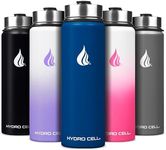 Hydro Cell Stainless Steel Water Bottle with Straw & Wide Mouth Lids (24oz) - Keeps Liquids Perfectly Hot or Cold with Double Wall Vacuum Insulated Sweat Proof Sport Design (Navy Blue 24oz)