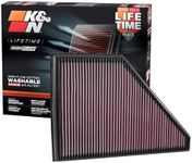 K&N Engine Air Filter: Reusable, Clean Every 75,000 Miles, Washable, Replacement Car Air Filter: Compatible with 2017-2019 Chevy/GMC/Cadillac/Buick (Blazer, Traverse, Acadia, XT5, Enclave), 33-5056