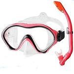 Kekilo Snorkel Mask Set for Kids, Anti-Fog Adjustable Panoramic View Swim Mask Dry Top Snorkel Kit, Scuba Diving Swimming Training Equipment for Men and Women