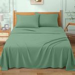 KANCHI DÉCOR - 500TC Super Soft Elegant Colors Bedsheet 100% Egyptian Cotton Emrold Green Double Bed (90" x 100") 2 Peice Pillow Cover Size(18"x28")