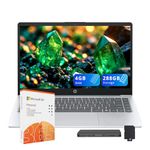 HP Stream 14" HD Laptops for Student & Business, AMD Athlon 7120, 4GB RAM, 288GB Storage (128GB SSD+160GB Docking Station Set), Copilot AI, 1-Year Office 365, 720p Camera, Win 11, Moonlight Blue