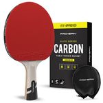 PRO SPIN Elite Series Pro Carbon Performance-Level Table Tennis Racket with Carbon Fiber Technology, Bonus Premium Rubber Protector (Red)