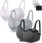 HBselect 3 Pack Women's Nursing Bra Wireless Seamless Maternity Breastfeeding Bralette With Removable Pads and Extenders