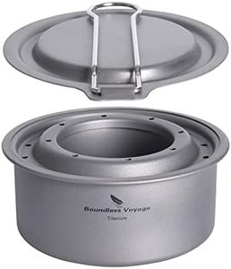 Boundless Voyage A-Ti2011C Lightweight Titanium Alcohol Stove, Small Trivet, Burner, Camping, Mountain Climbing, Outdoor Use, Storage Bag Included