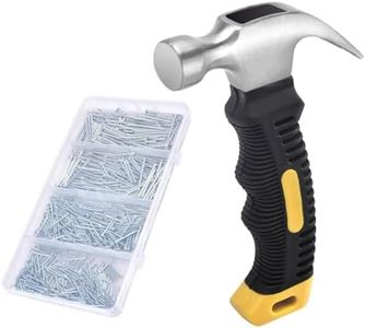 Nail Assortment Kit and 8oz Small Hammer Set - 650Pcs Small Nails&Mini hammer for Hanging Pictures - Tiny hammer for crafts - Claw Hammer and Hardware Nails