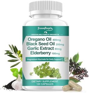 Oregano Oil 12,000mg Black Seed Oil 3,000mg Garlic Extract 4,000mg, Organic Oil of Oregano Capsules with Vitamin D3 & Magnesium Glycinate - Immune & Digestive Support - 120 Pills丨Vegan and Non GMO