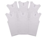 Buyless Fashion Boys Scoop Neck Tagless Undershirts Soft Cotton Tank Top (6 Pack) 13-14 White