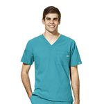 WonderWink Men's V-Neck Scrub Top, Teal Blue, X-Large