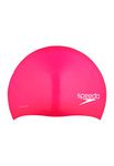 Speedo Silicone Long Hair Swim Cap, Pink, One Size