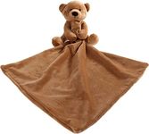 Apricot Lamb Stuffed Animals Security Blanket Brown Teddy Bear Infant Nursery Character Blanket Cute Luxury Snuggler Plush (Brown Bear, 13 Inches)