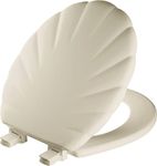 Mayfair 22ECA 006 Sculptured Shell Toilet Seat Will Never Loosen and Easily Remove, Bone, Round