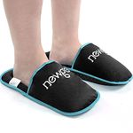 NEWGO Foot Ice Packs Slippers, 2 Pack Hot Cold Therapy Gel Ice Slippers for Plantar Fasciitis, Feet Neuropathy Pain Relief, Foot Pain, Chemotherapy, Toe Pain, Swollen Feet, Gout Relief (Black)