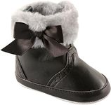 Luvable Friends Unisex Baby Crib Shoes, Black Faux Fur Boots, 12-18 Months