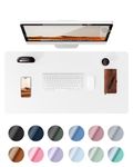 YSAGi Leather Desk Mat, Large Mouse Mat, Non-Slip Desk Pad, Waterproof Leather Table Protector Writing Pad for Office and Home (60 x 35 cm, White)