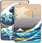 T Tersely Slimshell PU Leather Case Cover for All-New Kindle 11th Generation 2024/2022 Release (Will not fit Kindle Paperwhite or Oasis), Smart Shell Cover with Auto Sleep/Wake - Waves