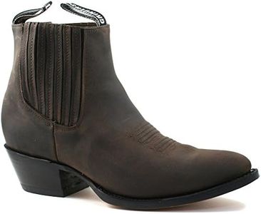 MENS GRINDERS MAVERICK BROWN LEATHER WESTERN ANKLE COWBOY BOOTS-UK 10 (EU 44)