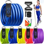 SmarterLife Resistance Bands for Working Out, Physical Therapy - Workout Bands for Women, Men - Tone Arms, Legs, Chest, Booty - 5 Exercise Bands with Handles, Ankle Straps, No-Slip Door Anchor, & Bag