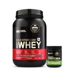 Optimum Nutrition (ON) Gold Standard 100% Whey- 2 lbs (Double Rich Chocolate) and Optimum Nutrition Creatine Micronized 100 g, 33 Serves, Unflavored