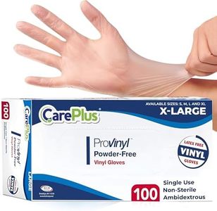 CarePlus Disposable Plastic Pro Vinyl Clear Gloves Extra Large 100 Count