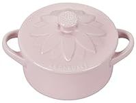 Le Creuset Stoneware Mini Round Cocotte with Flower Lid, 8oz, Chiffon Pink