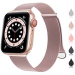 OULUOQI for Apple Watch Band Series SE 7 6 5 4 3 2 1 38mm 40mm 41mm 42mm 44mm 45mm Women and Men, Stainless Steel Mesh Loop Magnetic Clasp Replacement for iWatch Band ( Rose Goldï¼â€°