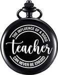 GT Gala Time Classic Black Gandhi Style Pocket Watch Influence of a Good Teacher Engraved Unique Memorable Gift for Men Women (Teacher Circle)