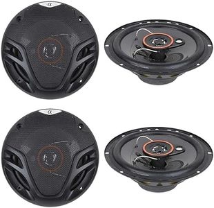 4 New (2 Pairs) Alphasonik AS26 6.5 inch 350 Watts Max 3-Way Car Audio Full Range Coaxial Speakers with Universal Mounting Holes for Easy Installation and Grills Included