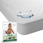 SafeRest 100% Waterproof Crib Size Mattress Protector - Viscose Derived from Bamboo - Fitted with Stretchable Pockets - Machine Washable Cotton Mattress Cover for Bed