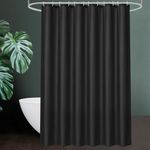 UFRIDAY Black Fabric Shower Curtain Liner 72 x 72 inches with 12 Hooks,Washable Fabric Shower Curtain for Bathroom Water Resistant Shower Liner Hotel Quality Bathroom Curtains