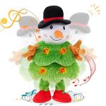 Aceshop Singing Dancing Christmas Tree, 15'' Electric Singing Dancing Christmas Tree with Music and Light Mimicking Twisting Recording Interactive Animated Elk Dolls Toy Xmas Decoration Gift (B)