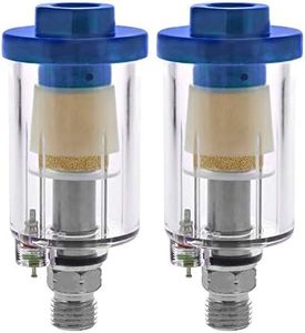 TCP Global Mini in-Line Air Filter, Oil and Water Separator (Pack of 2) - Drain Valve, Water Trap, Air Dryer, Removes Moisture, Dirt - Use on Compressor Air Line Hose, Air Tools, Paint Spray Guns