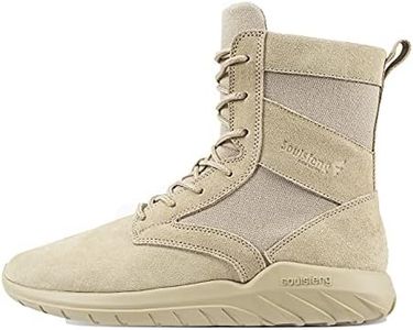 Soulsfeng Men's Tactical Boots Lightweight Breathable Military Combat Boots with Side Zipper Hiking Work Boots for Women Sand Size EUR 40