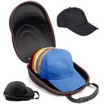 Hat Case for Baseball Caps, Hat Carrier Travel Case with One Black Baseball Cap and Adjustable Shoulder Strap, Hat Organizer Holder Bag for 6 Baseball Caps for Women and Men, Black