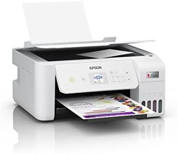 Epson Imprimante EcoTank ET-2826 avec réservoirs, Multifonction 3-en-1: Scanner / Copieur, A4, Jet d'encre couleur, Wifi Direct, Ecran, Faible coût par page, Kit d'encre inclus, Compact
