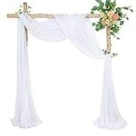 6 Yards White Arch Drapes 2 Panels Sheer Backdrop Curtains for Parties Ceiling Wedding Arch Reception Drapery Fabric Decor