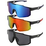 Zuimei 3 Pcs Cycling Sunglasses for Men Women, Rimless Sports Sunglasses, Sporty Style UV400 Protection Outdoor Bicycle Motorbike Driving Fishing Sunglasses