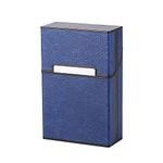 HASTHIP® Premium Blue PU Leather Cigarette Case, Magnetic Flip Top, Portable Hard Box Holder For 20 Regular Size Cigarettes, Lightweight & Compact, For Cards & Cash, Gifts for Men (Blue)