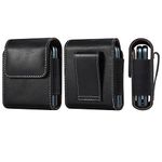 Phone Holster Case for Galaxy Z Flip6, PU Leather Belt Phone Holder for Men with Belt Loop Magnetic Closure Compatible for Samsung Z Flip5 Flip4 / Motorola Razr Razr+ / Razr 50 / Razr 50 Ultra (Black)