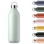Chilly's Series 2 Water Bottle - Vacuum Insulated Stainless Steel Water Bottle with Soft Collar & Carry Loop, Thermal Flask for Hot & Cold Drinks - Leak Proof, No Sweat - Lichen Green, 1000ml