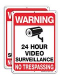 Faittoo 2 Pack Video Surveillance Sign, No Trespassing Metal Reflective Warning Sign, 10 x7 Inches 0.40 Aluminum Indoor or Outdoor Use for Home Business CCTV Security Camera,UV Protected & Waterproof