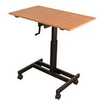 Single Column Crank Adjustable Stand Up Desk (40", Black Frame/Teak Top)
