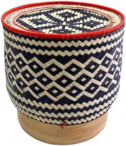 PANWA Bamboo Sticky Rice Serving Basket Thai Kratip Container 100% Handmade Traditional Village Handicrafts with Vegetable Plant Based Dye Coloring Shades Food Safe