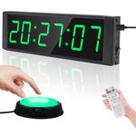 Ousmile Gym Timer Clock for Home Gyms, Fitness Time with Start/Stop Button, Interval Timer for Workout, Stopwatch/Countdown Time with Remote, 12/24H Digital Wall Clocks(Green)