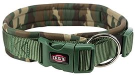 Trixie Premium Collar with Neoprene Padding, Extra Wide, Softline Elegance Collar for Dogs, Fully Adjustable Collar, Strain-Relieved Buckle (M-L, Camouflage/Forest Green)