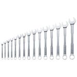 Bosch 15-Piece Combination Wrench Set - Open-End & Ring Spanners, Sizes 6mm to 21mm, Chrome-Vanadium Steel with 60% Higher Torque than ISO Standard