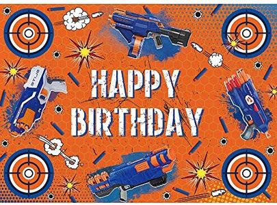 Allenjoy 7x5ft War Party Backdrop Nerf Toy Gun Birthday Party Decorations Dart War Party Birthday Backdrop for Kids