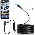 Endoscope Inspection Camera Only Android, Hopefox 1920P HD USB Endoscope Camera with 8 LED Lights, 16.4FT Flexible Rigid Snake Borescope, IP67 Waterproof Drain Camera Gadgets Tool for Android
