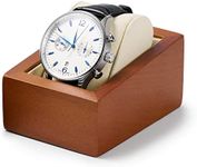 Papten Solid Wood Watch Box Holder Single Watch Travel Case for Men and Women With Microfiber Pillow(Beige)